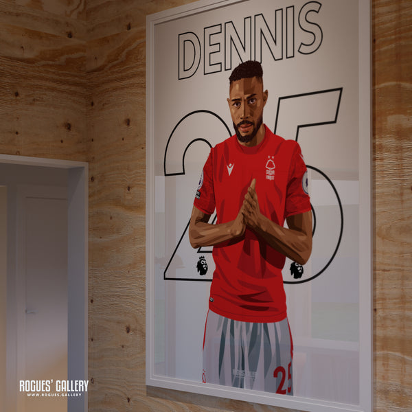 Emmanuel Dennis - Nottingham Forest - Signed A3 Premier League Name & Number Prints