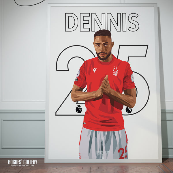 Emmanuel Dennis - Nottingham Forest - Signed A3 Premier League Name & Number Prints