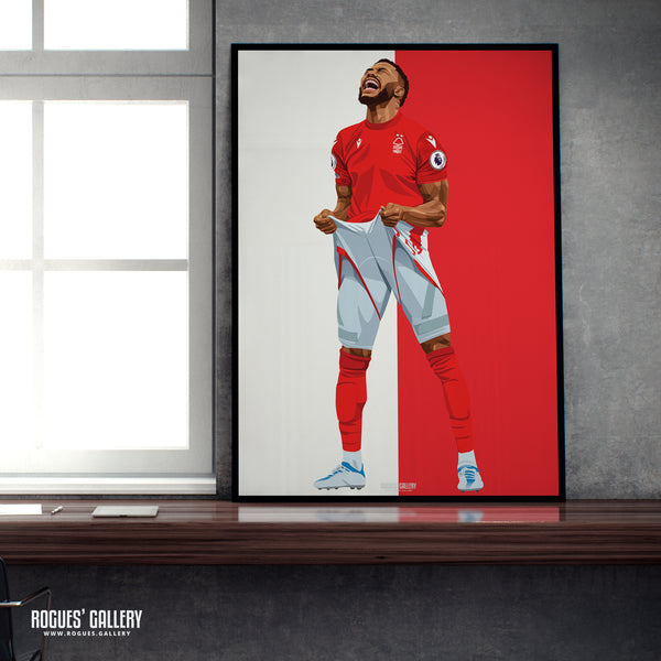 Emmanuel Dennis - Nottingham Forest - A0, A1, A2 or A3 Red & White Prints