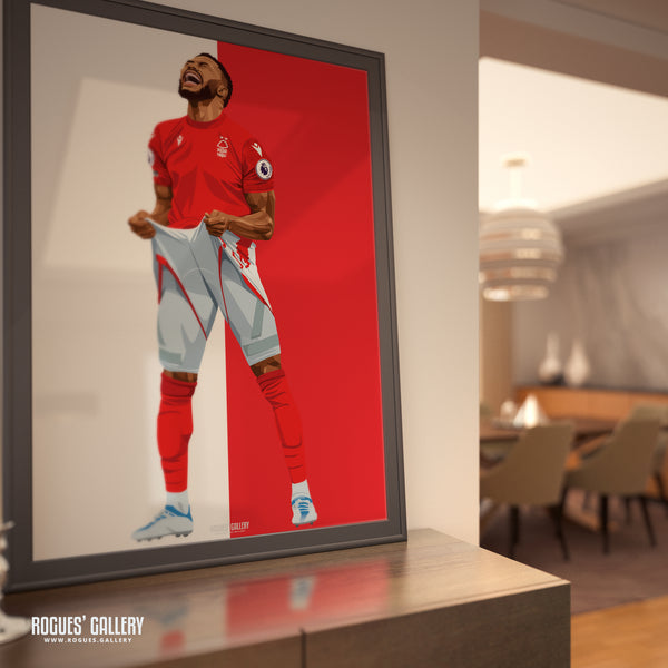 Emmanuel Dennis - Nottingham Forest - A0, A1, A2 or A3 Red & White Prints
