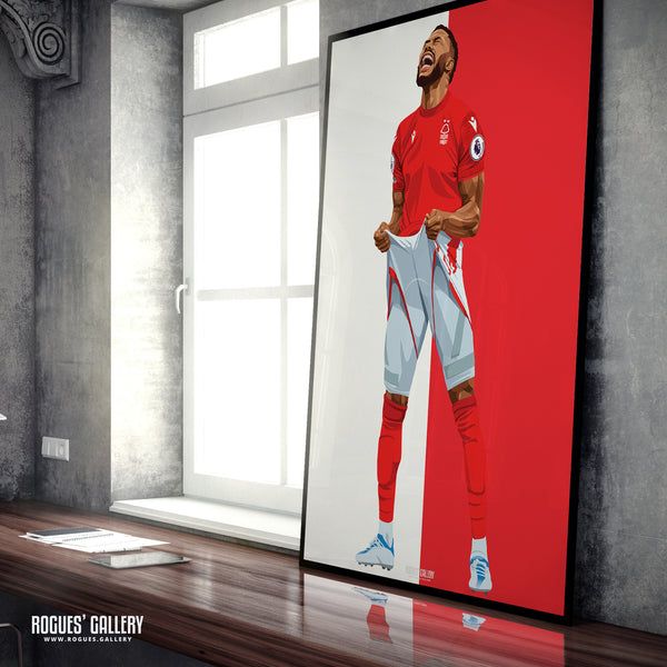 Emmanuel Dennis - Nottingham Forest - Signed A3 Red & White Prints