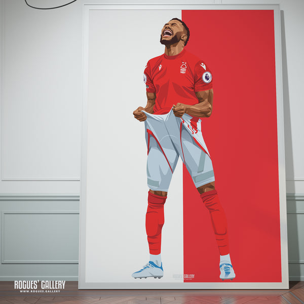 Emmanuel Dennis - Nottingham Forest - Signed A3 Red & White Prints