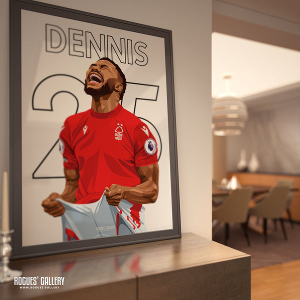 Emmanuel Dennis - Nottingham Forest - Signed A3 Premier League Name & Number Prints