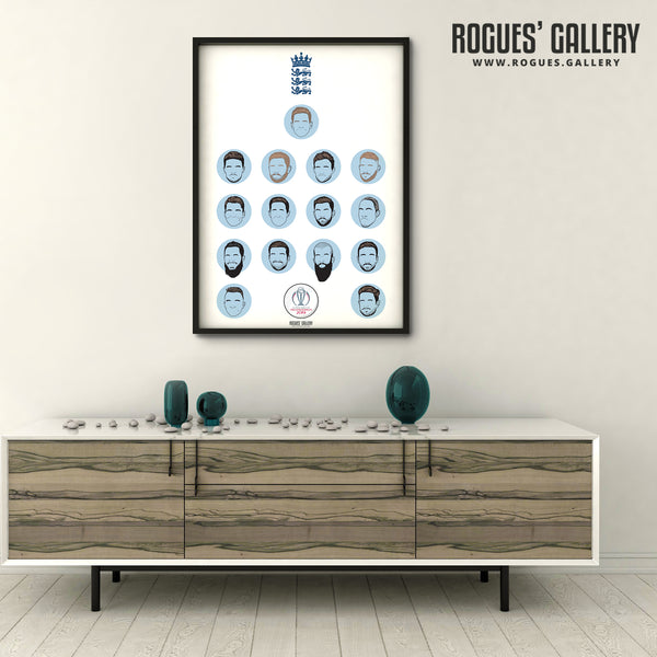England Cricket World Cup Winners 2019 - Iconic Squad - A3 Print