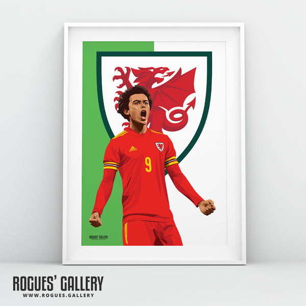 Brennan Johnson: Breathing Fire - Wales World Cup 2022 A0, A1, A2 or A3 Prints (some signed)