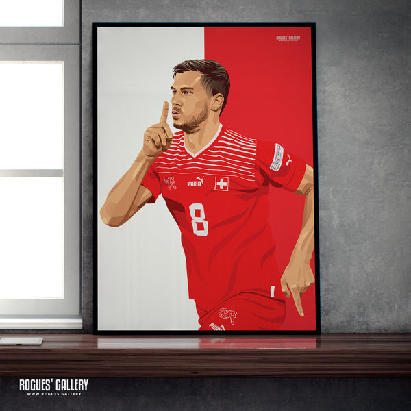Remo Freuler - Nottingham Forest & Switzerland - A0, A1, A2 or A3 Red & White Prints