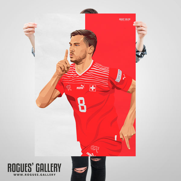 Remo Freuler - Nottingham Forest & Switzerland - A0, A1, A2 or A3 Red & White Prints