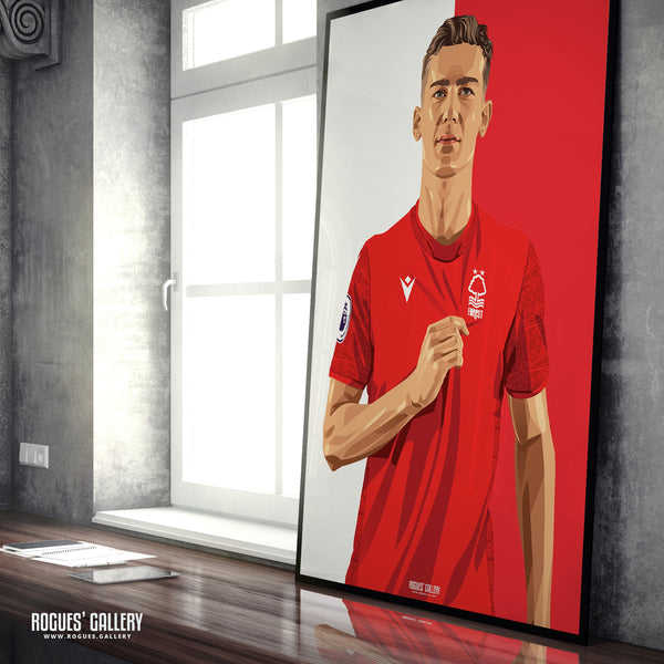 Ryan Yates - Nottingham Forest Vice Captain - Signed A3 Red & White Prints