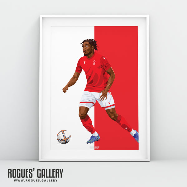 Loic Mbe Soh - Nottingham Forest - A0, A1, A2 or A3 Red & White Prints