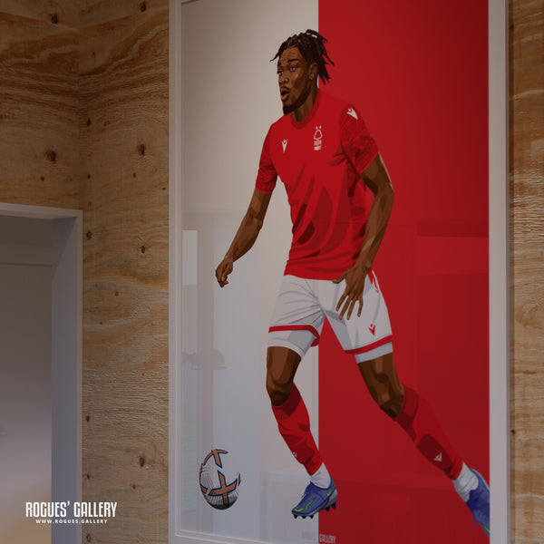 Loic Mbe Soh - Nottingham Forest - A0, A1, A2 or A3 Red & White Prints