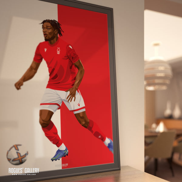 Loic Mbe Soh - Nottingham Forest - A0, A1, A2 or A3 Red & White Prints