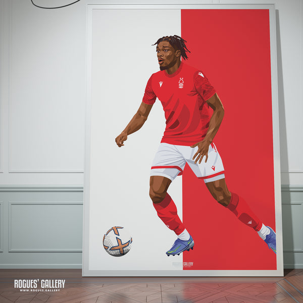 Loic Mbe Soh - Nottingham Forest - Signed A3 Red & White Prints