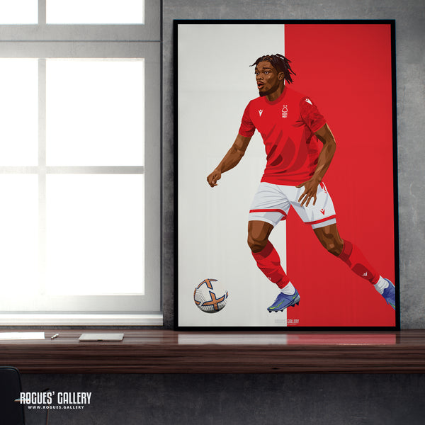 Loic Mbe Soh - Nottingham Forest - Signed A3 Red & White Prints