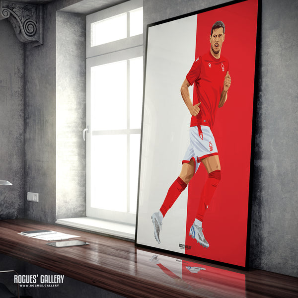 Scott McKenna - Nottingham Forest - Signed A3 Red & White Prints