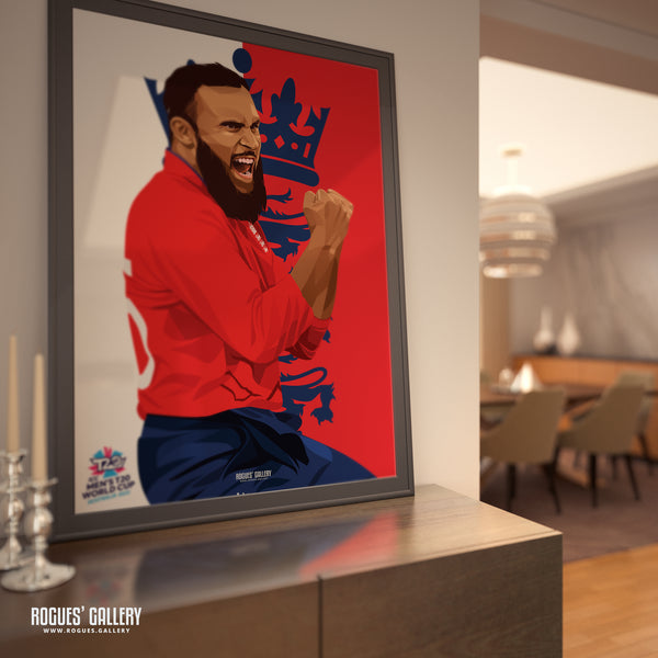 Adil Rashid - England T20 World Champions 2022 - Signed A3 Prints