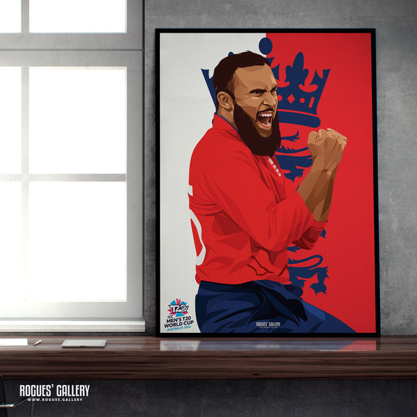 Adil Rashid - England T20 World Champions 2022 - Signed A3 Prints