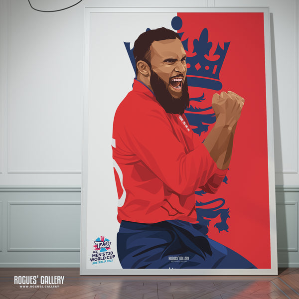 Adil Rashid - England T20 World Champions 2022 - Signed A3 Prints