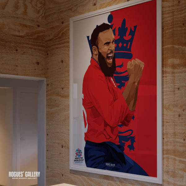 Adil Rashid - England T20 World Champions 2022 - Signed A3 Prints