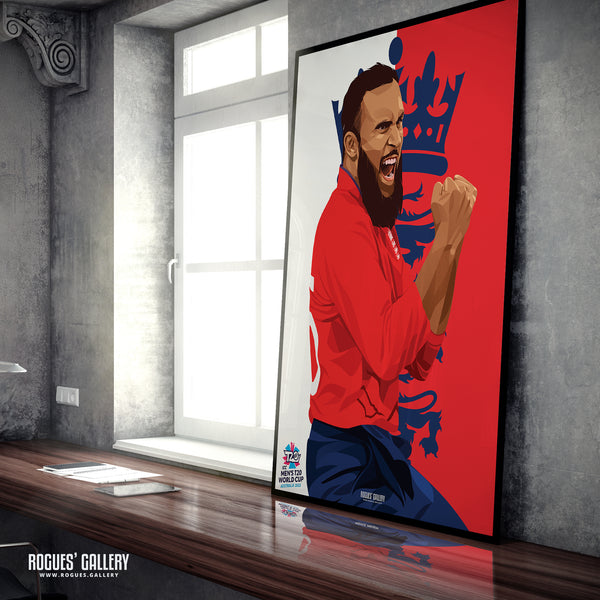 Adil Rashid - England T20 World Champions 2022 - Signed A3 Prints