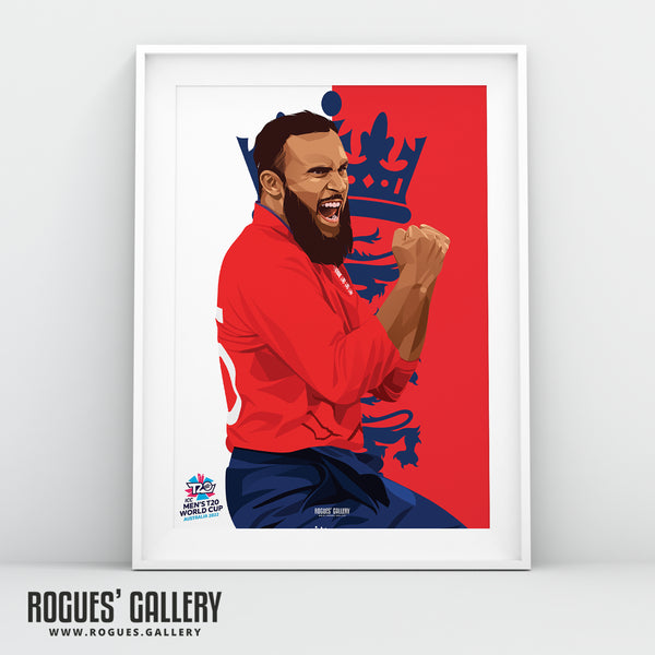 Adil Rashid - England T20 World Champions 2022 - Signed A3 Prints