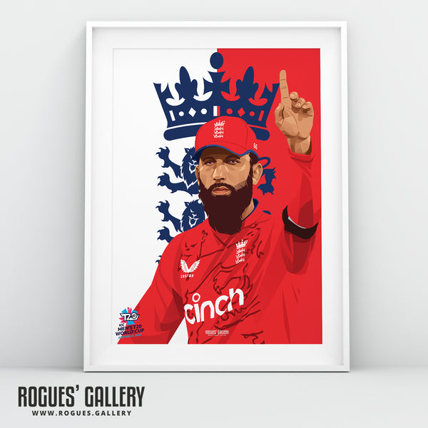 Moeen Ali - England T20 World Champions 2022 - A0, A1, A2 or A3 Prints