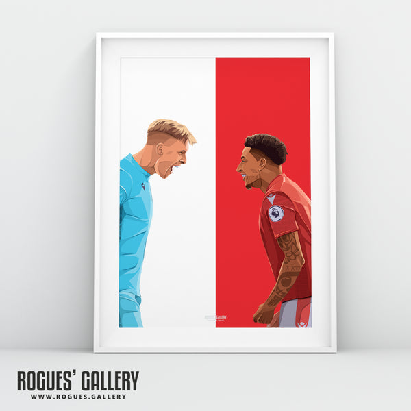 United In Victory - Dean Henderson & Jesse Lingard Celebrate Victory - Nottingham Forest - A0, A1, A2 or A3 Red & White Prints
