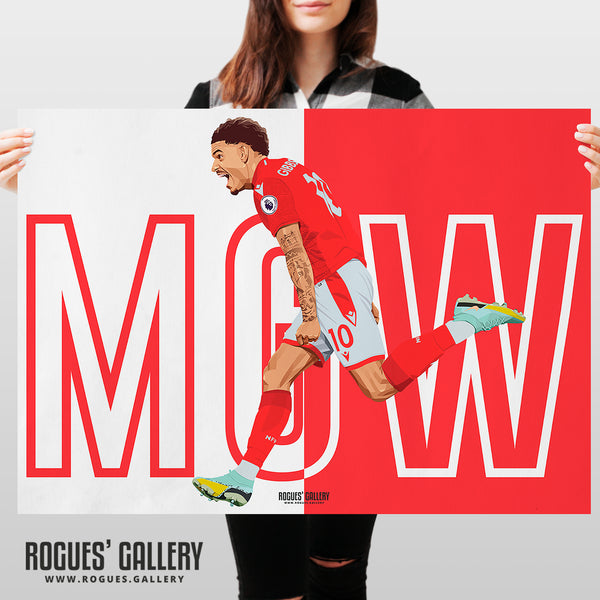 Morgan Gibbs-White: MGW - Nottingham Forest - A0, A1, A2 or A3 Red & White Prints