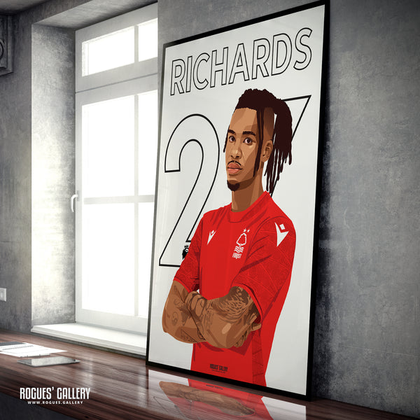 Omar Richards - Nottingham Forest - A0, A1, A2 or A3 Premier League Name & Number Prints