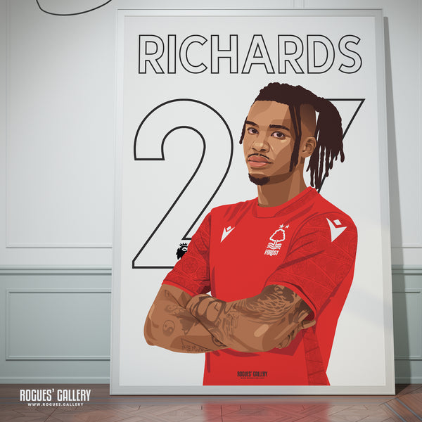 Omar Richards - Nottingham Forest - A0, A1, A2 or A3 Premier League Name & Number Prints