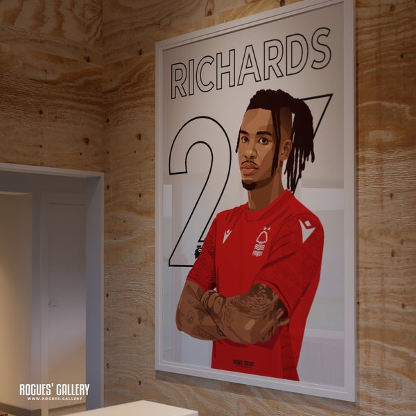 Omar Richards - Nottingham Forest - Signed A3 Premier League Name & Number Prints