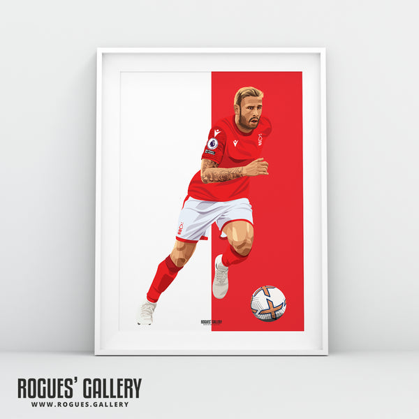 Steve Cook - Nottingham Forest - A0, A1, A2 or A3 Red & White Prints
