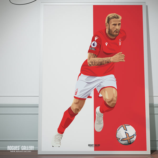 Steve Cook - Nottingham Forest - A0, A1, A2 or A3 Red & White Prints