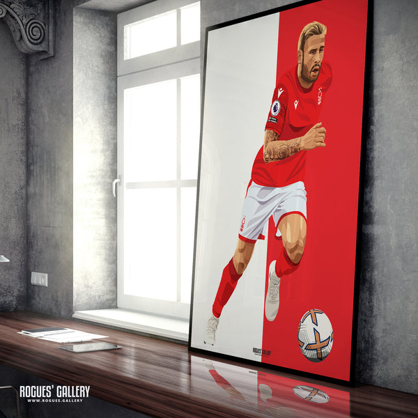 Steve Cook - Nottingham Forest - Signed A3 Red & White Prints