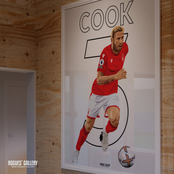 Steve Cook - Nottingham Forest - Signed A3 Premier League Name & Number Prints