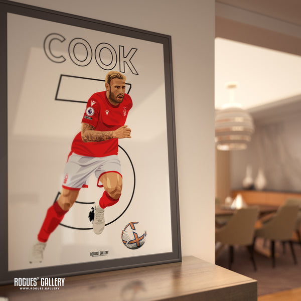 Steve Cook - Nottingham Forest - Signed A3 Premier League Name & Number Prints