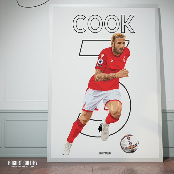 Steve Cook - Nottingham Forest - Signed A3 Premier League Name & Number Prints