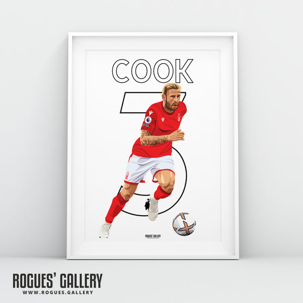 Steve Cook - Nottingham Forest - Signed A3 Premier League Name & Number Prints