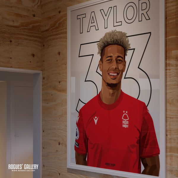 Lyle Taylor - Nottingham Forest - Signed A3 Premier League Name & Number Prints