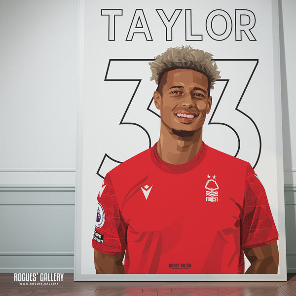 Lyle Taylor - Nottingham Forest - Signed A3 Premier League Name & Number Prints