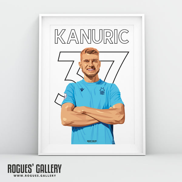 Adnan Kanuric - Nottingham Forest - Signed A3 Premier League Name & Number Prints