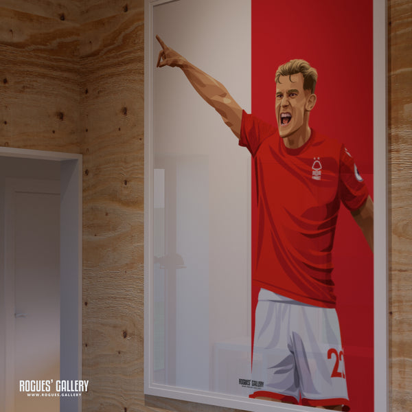 Ryan Yates - Nottingham Forest - Signed A3 Red & White Prints