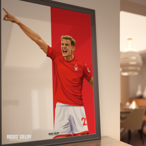 Ryan Yates - Nottingham Forest - Signed A3 Red & White Prints