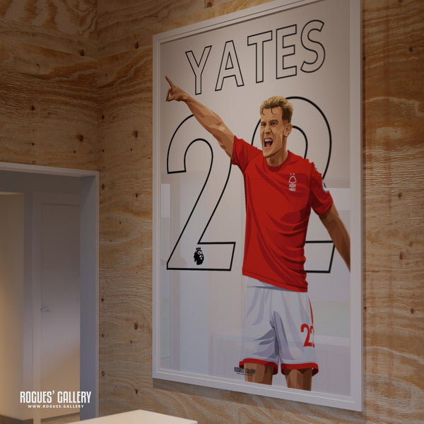 Ryan Yates - Nottingham Forest - Signed A3 Premier League Name & Number Prints