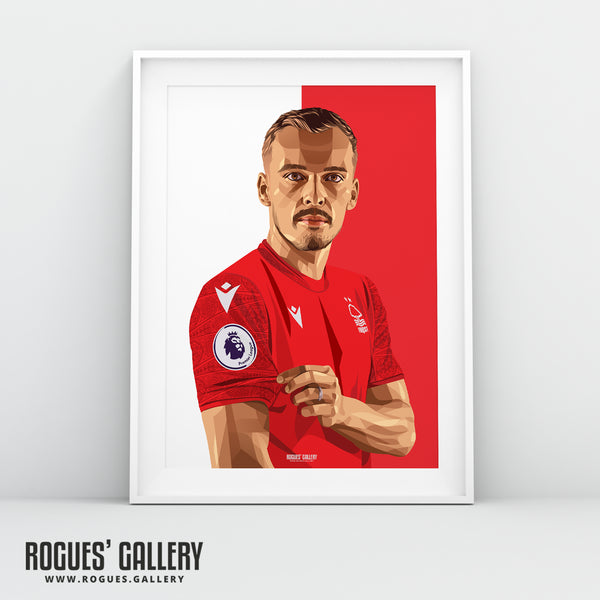 Harry Toffolo - Nottingham Forest - A0, A1, A2 or A3 Red & White Prints