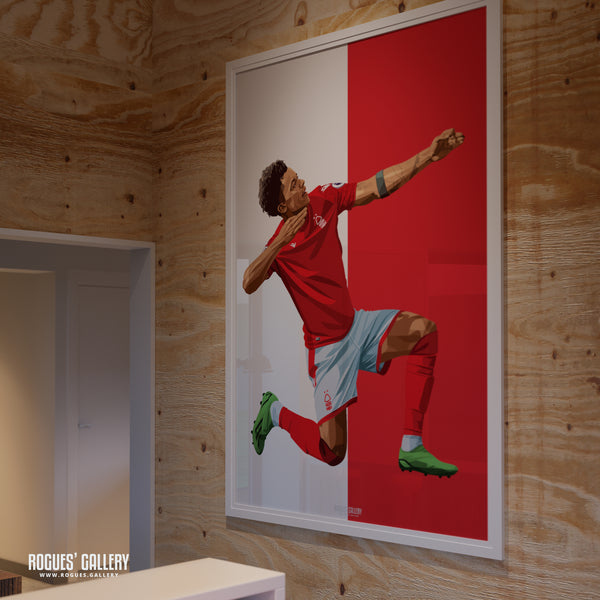 Brennan Johnson - Nottingham Forest - A0, A1, A2 or A3 Red & White Prints