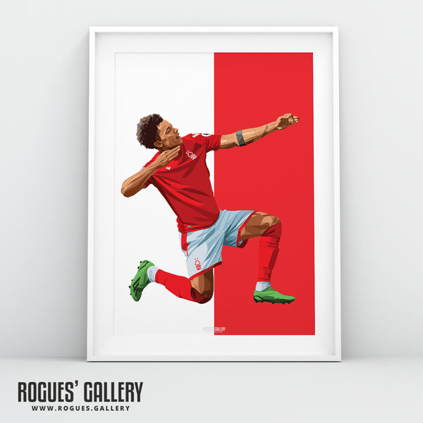 Brennan Johnson - Nottingham Forest - A0, A1, A2 or A3 Red & White Prints