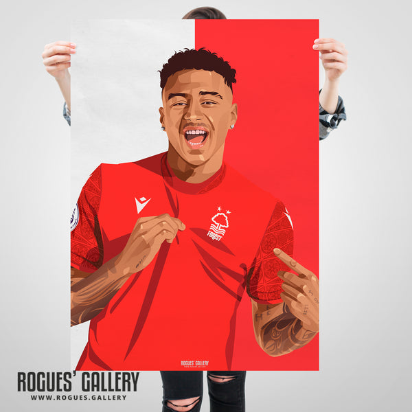 Jesse Lingard - Nottingham Forest - Signed A3 Red & White Prints