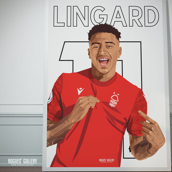 Jesse Lingard - Nottingham Forest - Signed A3 Name & Number Prints