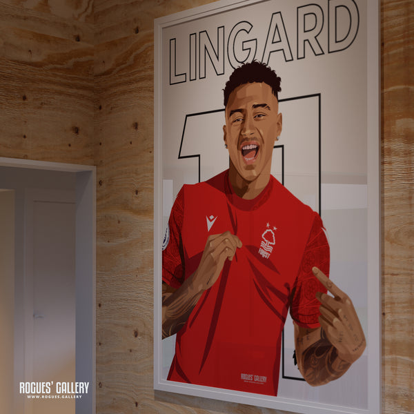 Jesse Lingard - Nottingham Forest - Signed A3 Name & Number Prints
