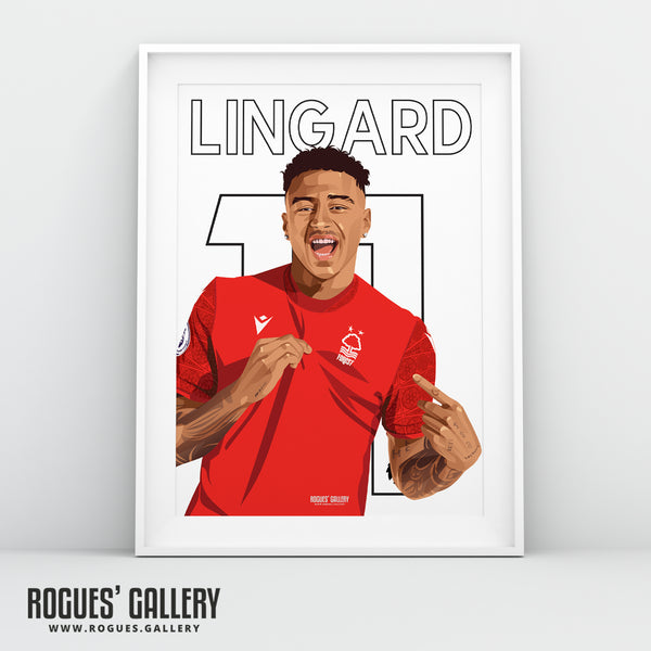 Jesse Lingard - Nottingham Forest - Signed A3 Name & Number Prints